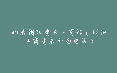 北京朝阳望京工商所(朝阳工商望京分局电话)