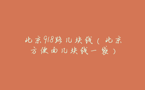 北京918路几块钱(北京方便面几块钱一袋)