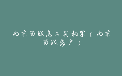 北京留服怎么买机票(北京留服落户)