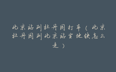 北京站到牡丹园打车(北京牡丹园到北京站坐地铁怎么走)