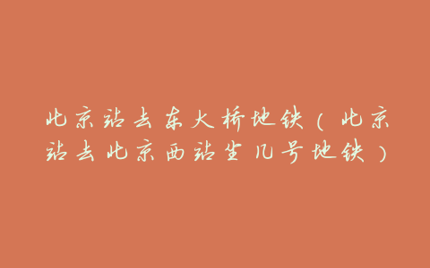北京站去东大桥地铁(北京站去北京西站坐几号地铁)