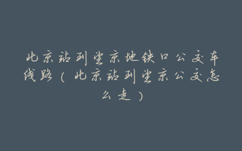北京站到望京地铁口公交车线路(北京站到望京公交怎么走)
