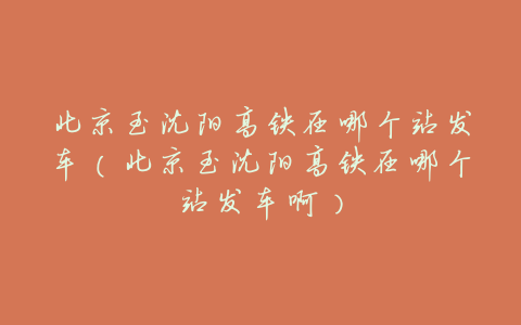 北京至沈阳高铁在哪个站发车(北京至沈阳高铁在哪个站发车啊)